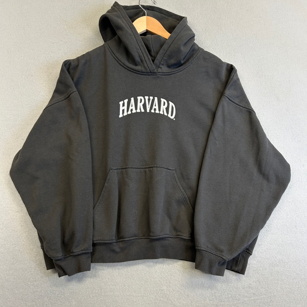 H&M Divided Harvard Hoodie Mens XL Gray University Logo Oversized Sweatshirt